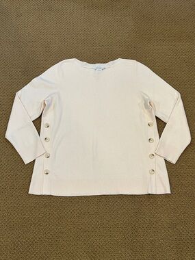 Chico's Button Tunic Sweater size XL English Cream Cashmere Cuffs and Bottom